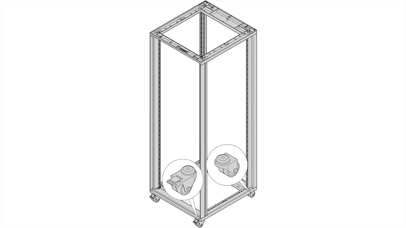 nVent SCHROFF Swivel Casters for Use with Novastar, 80 x 60mm