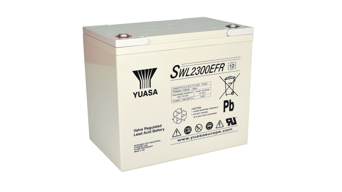 Yuasa 12V78AH密封铅酸电池, VRLA结构, M6接端