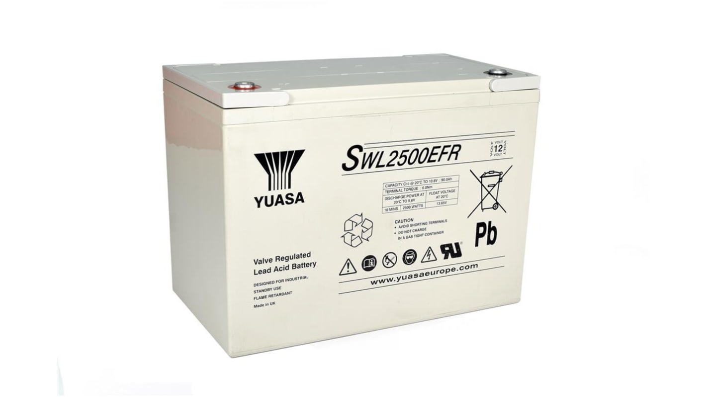 Yuasa SWL2500EFR, 12V Blybatteri, VRLA Type, 93.6Ah