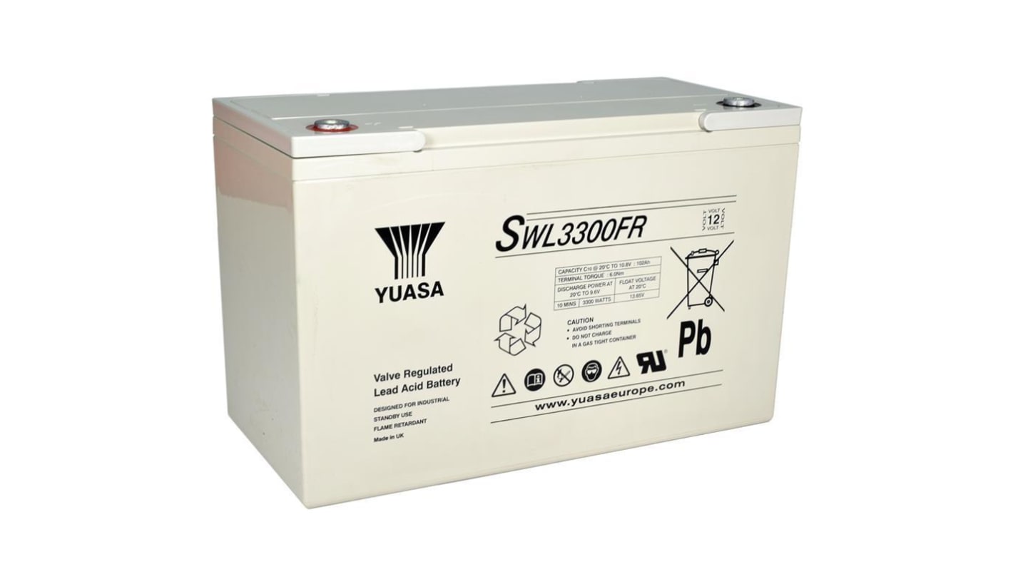 Yuasa SWL3300FR, 12V Blybatteri, VRLA Type, 110.2Ah