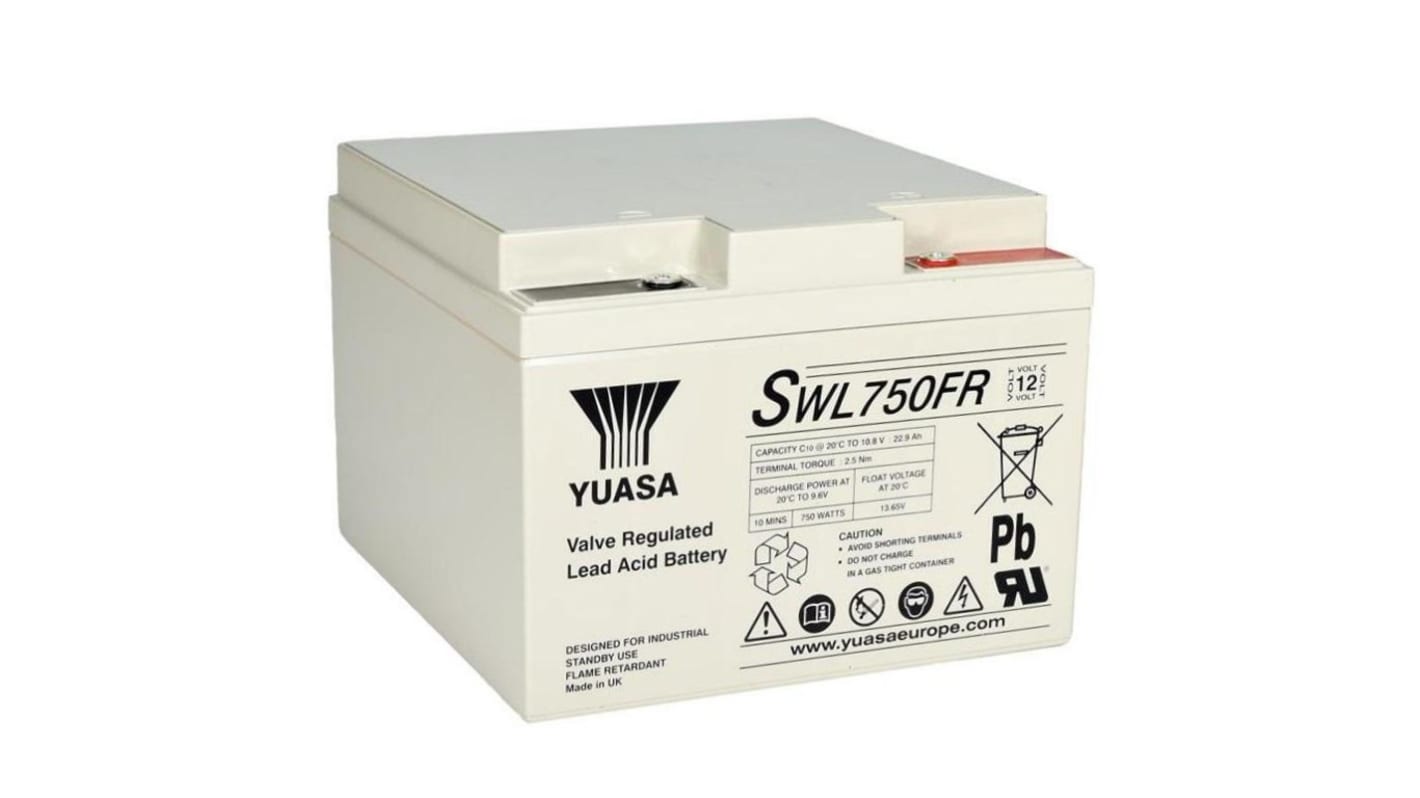 Yuasa SWL750FR, 12V Blybatteri, VRLA Type, 25Ah