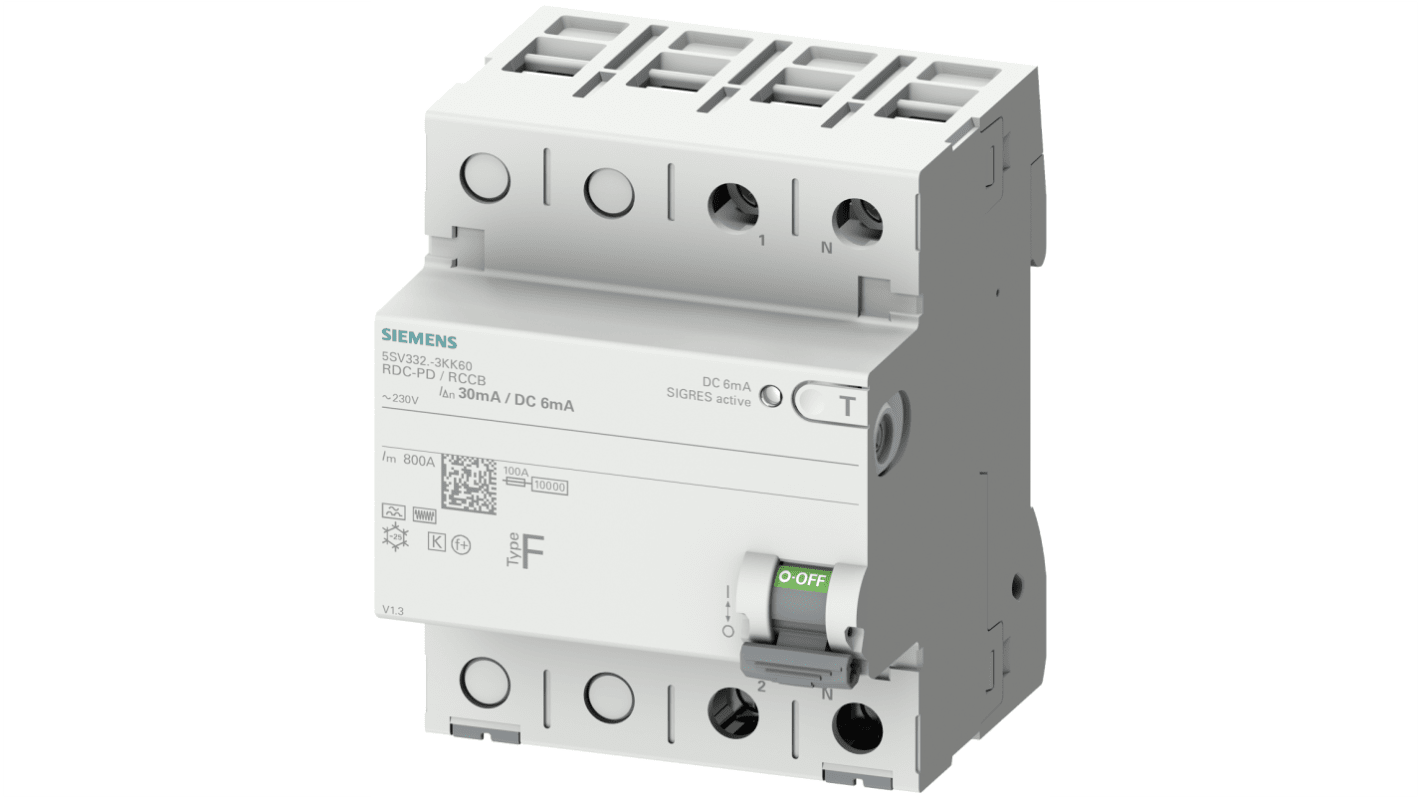 Siemens RCCB, 25A, 2 Pole, 30mA, Type F, 230V