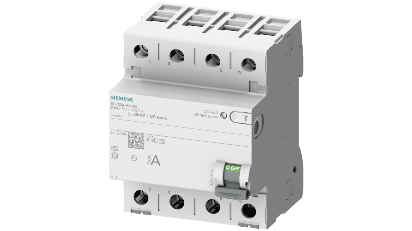 RCCB Siemens, 2P, 40A, sensibilità 30mA, Tipo A
