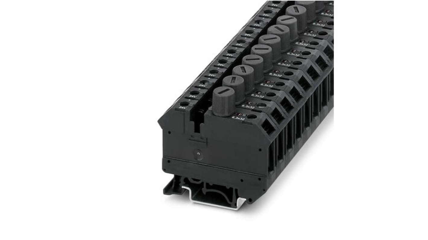 Phoenix Contact 3005646 UK 10-DREHSILED 24(6.3X32) Series Black, 10mm², 1-Level, Screw Termination