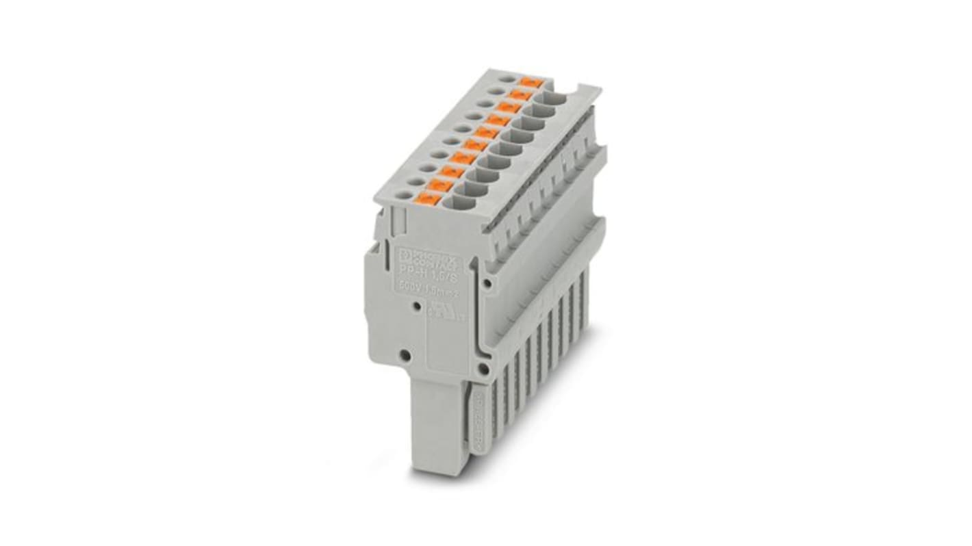 Conector macho de terminal Phoenix Contact serie PP-H 1.5/S/10, para usar con Carril DIN