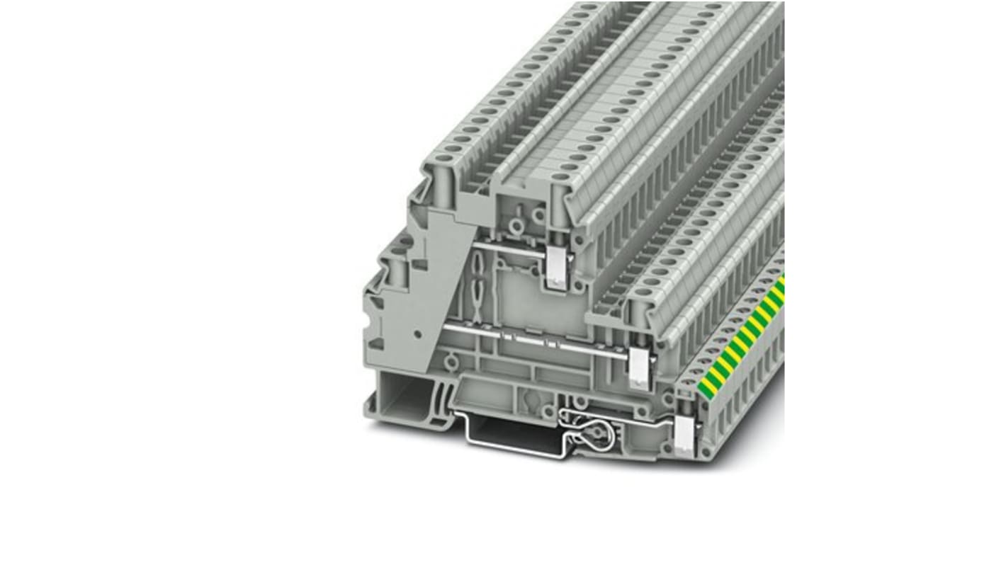 Phoenix Contact UT 4-PE/L/L Series Grey Earth Modular Terminal Block, 4mm², 1-Level, Screw Termination