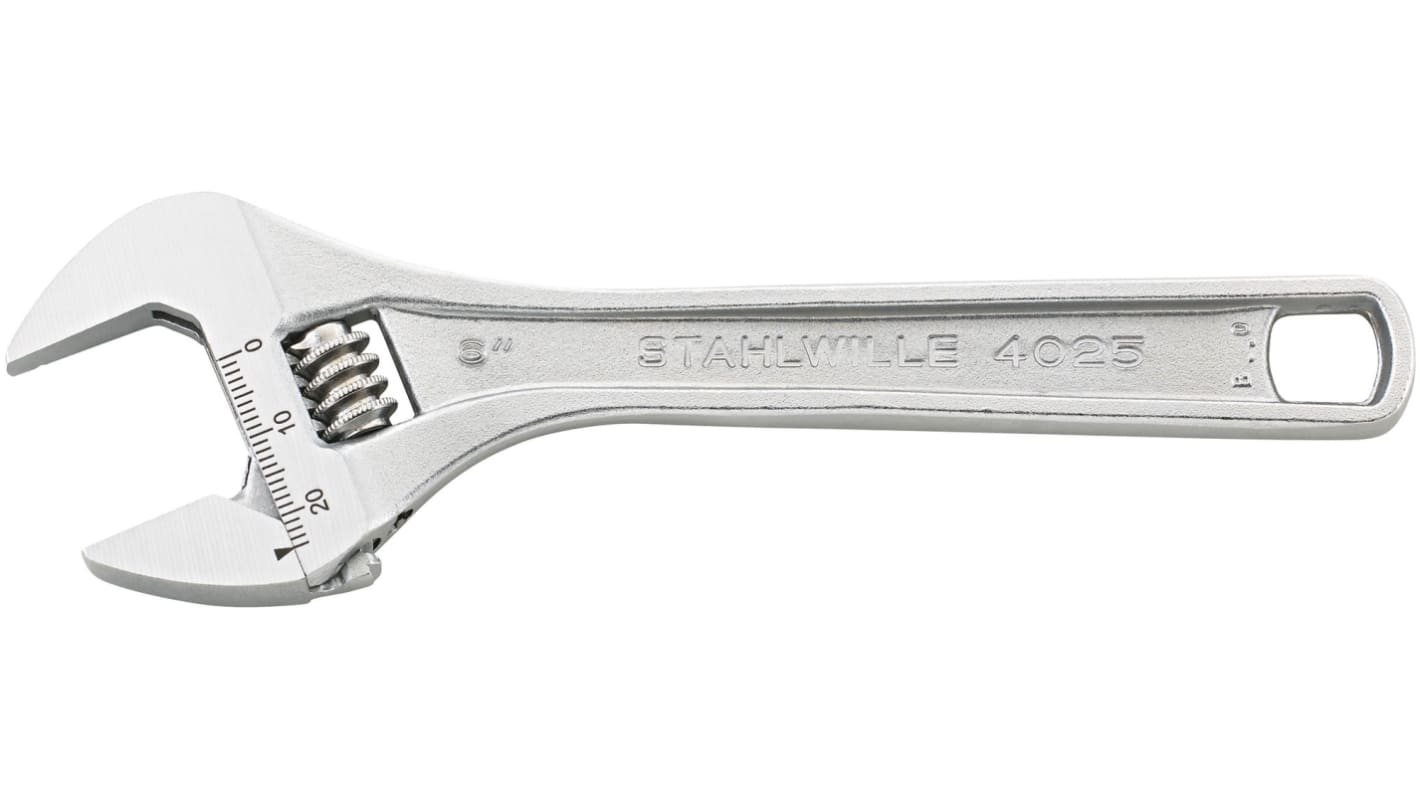 STAHLWILLE Adjustable Spanner, 386 mm Overall, 44mm Jaw Capacity, Straight Handle