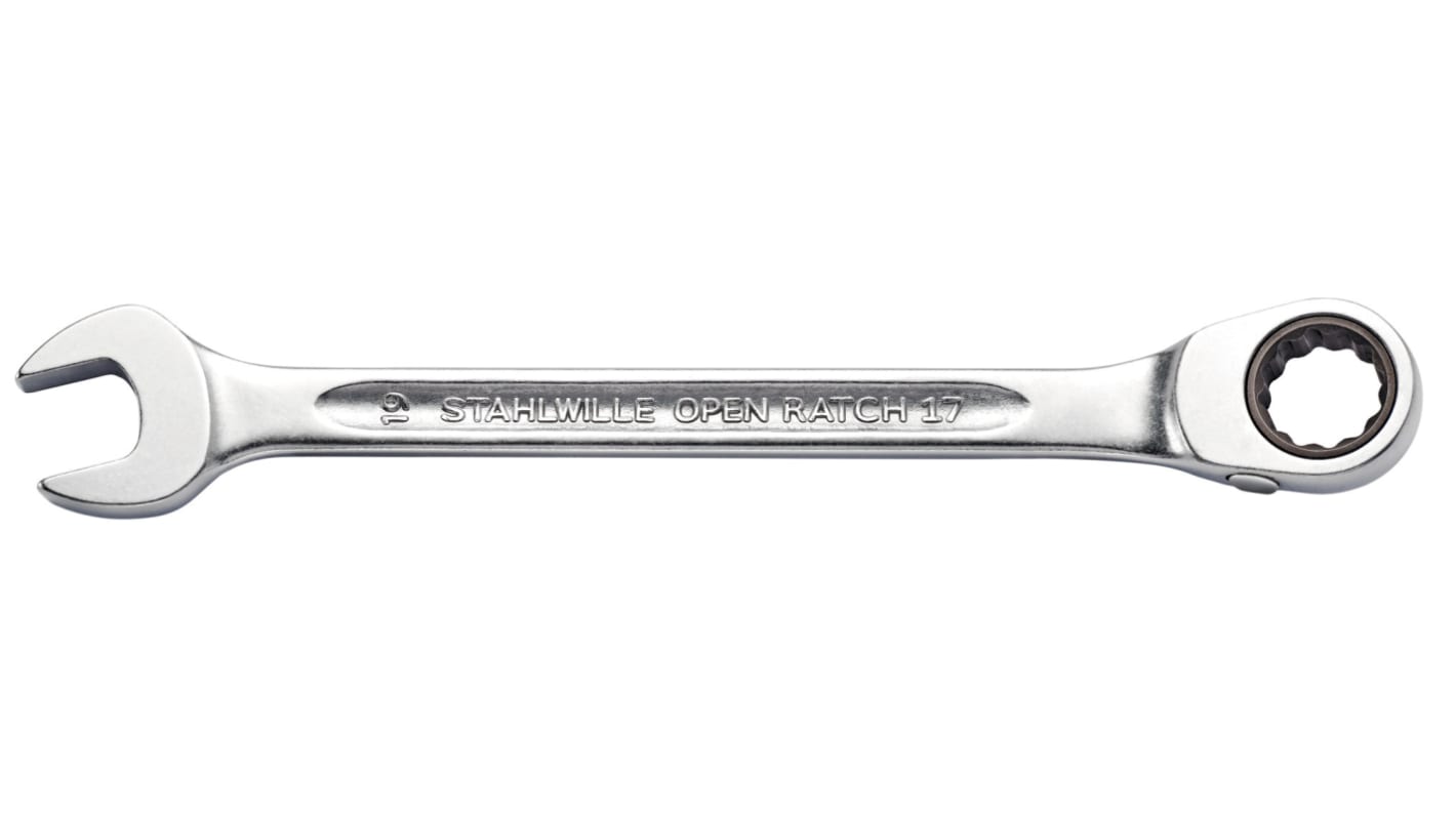 Chiave combinata a cricchetto STAHLWILLE 17, lungh. 296 mm, bocca poligonale 24mm