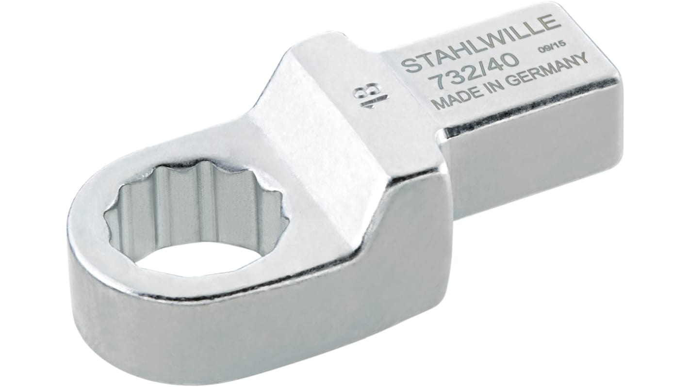 STAHLWILLE 732/40 Series Round Insertion Ring Spanner, 30.5 mm, 14 x 18mm Insert, Chrome Plated Finish