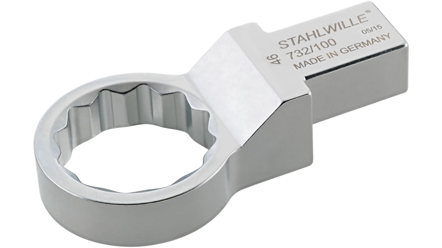 STAHLWILLE 5862 Series Round Insertion Ring Spanner, 17.2 mm, 9 x 12mm Insert, Chrome Plated Finish