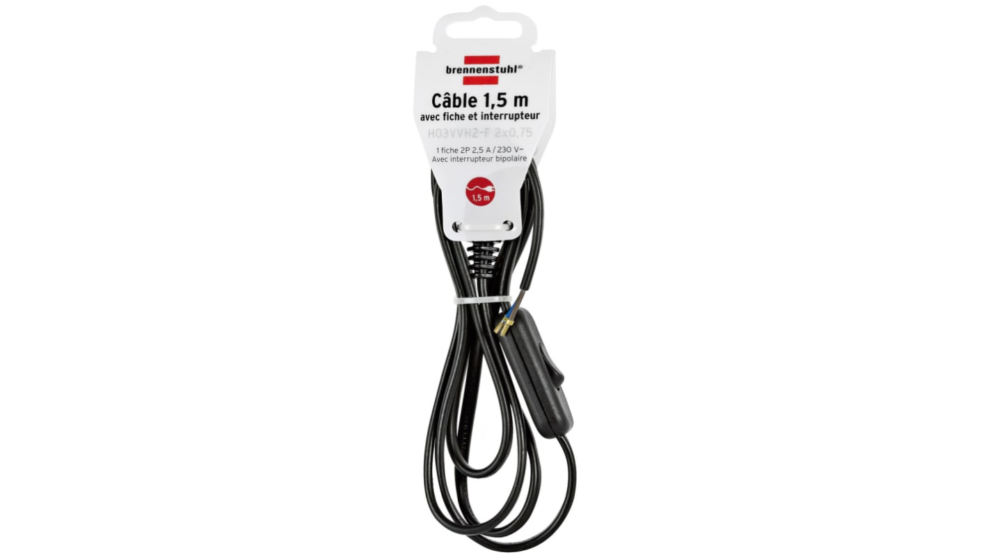 Power Cable Assembly brennenstuhl Spina Euro tipo C/Senza terminazione, 2,5 A, 230 V, L. 1.5m