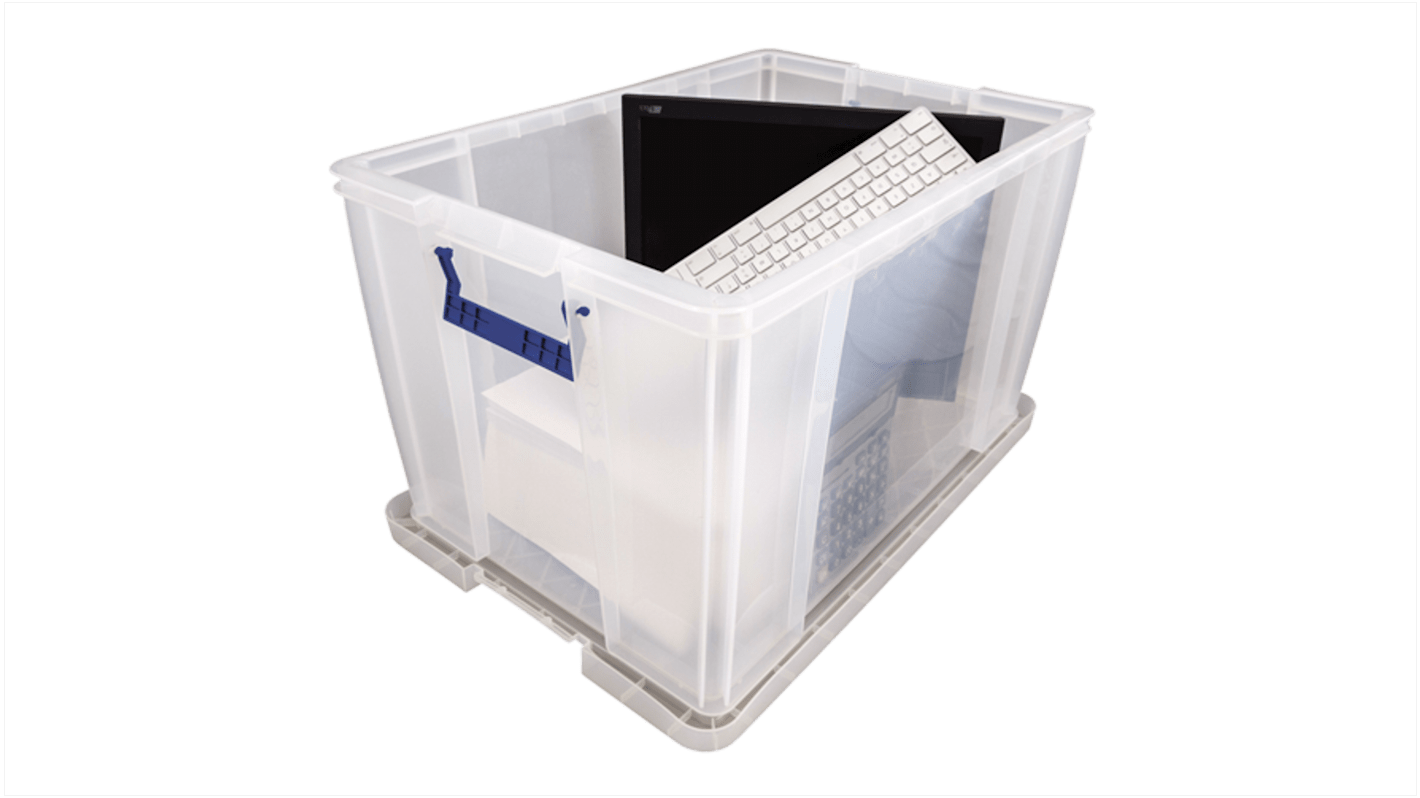 Scatola di stoccaggio Fellowes in Polipropilene, 85L, col. Trasparente, 39cm x 66cm x 45cm