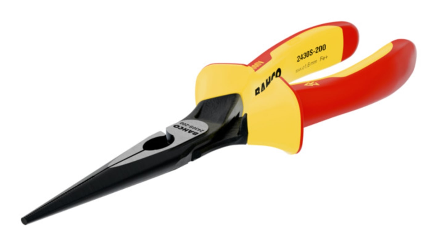 Bahco 2430S-140 Nose pliers, 140 mm Overall, Straight Tip, VDE/1000V, 37mm Jaw
