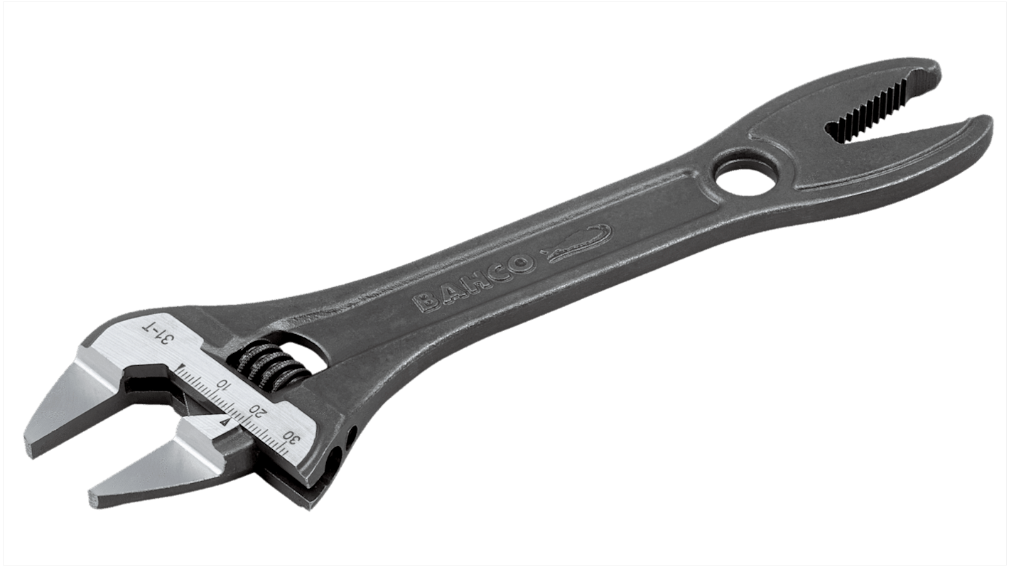 Bahco Adjustable Spanner, 209 mm Overall, 32mm Jaw Capacity, Short Handle