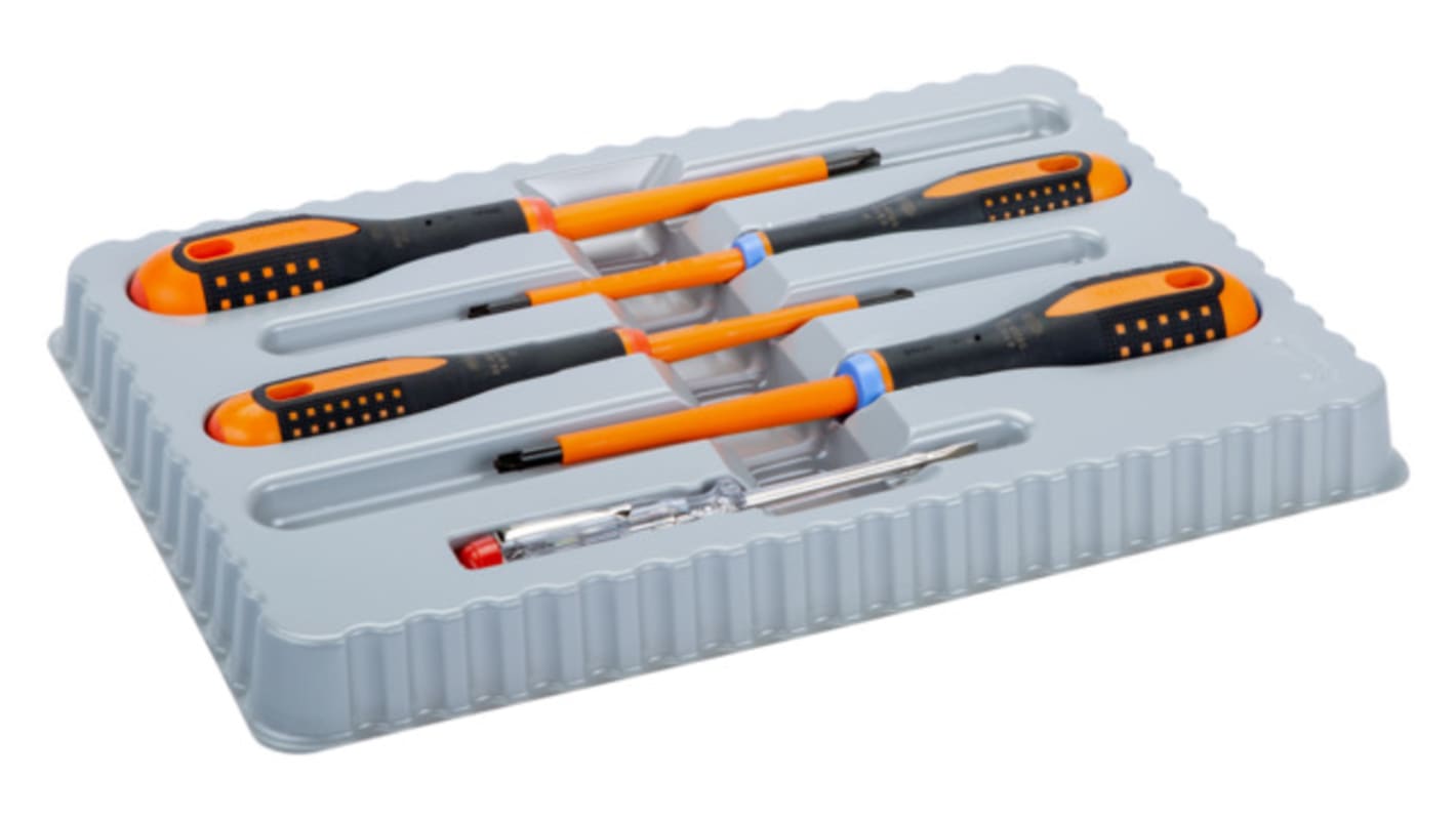 Bahco Phillips; Pozidriv; Slotted Insulated Screwdriver Set, 5-Piece