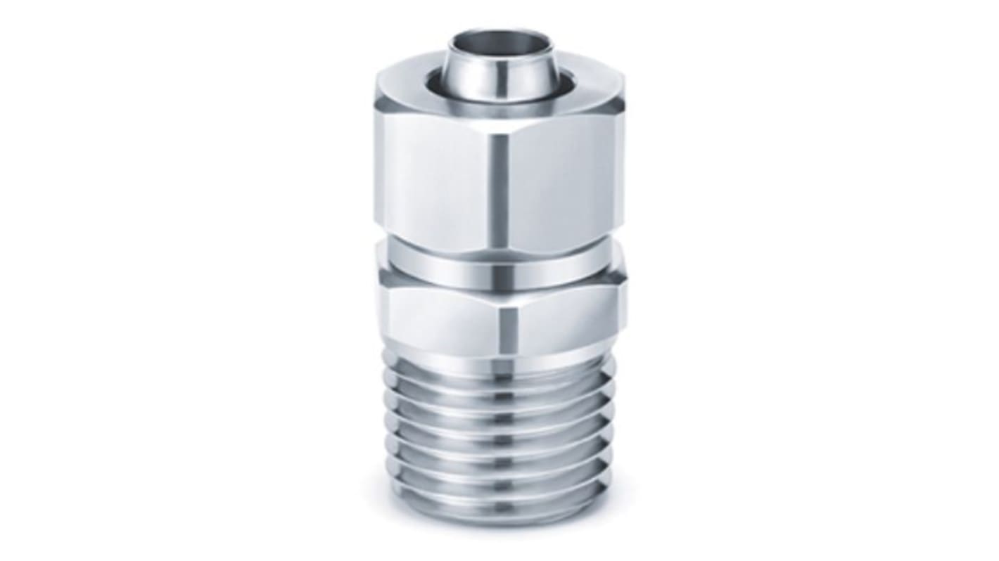 SMC KFG2 Series Male Connector, 10 mm to 8 mm, Threaded-to-Tube Connection Style, KFG2H1008-02
