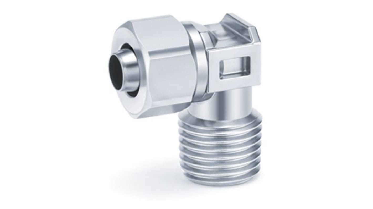 SMC KFG2 Series Elbow Fitting, 10 mm to 8 mm, Threaded-to-Tube Connection Style, SERIE KFG2