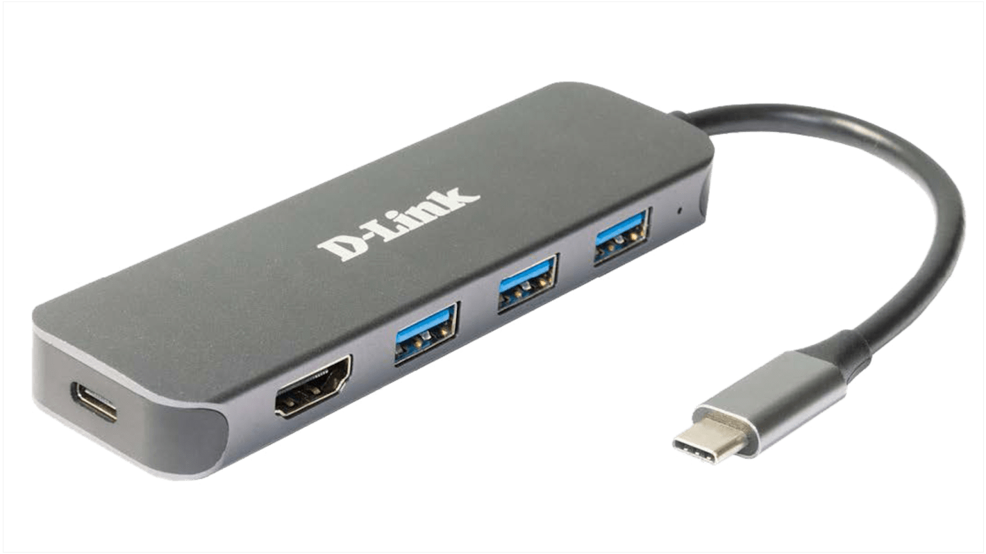 D-Link 4 Port USB 1.1, USB 2.0, USB 3.0 USB C USB C Hub, USB Bus Powered, 118 x 35 x 13.5mm