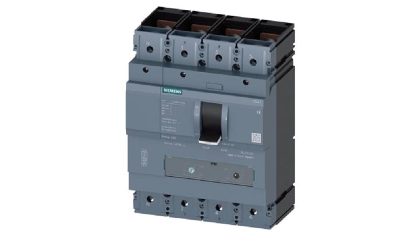 MCCB Siemens, 4 Polos, 500A, Capacidad de Ruptura 70 kA, Montaje fijo, SENTRON, 3VA1