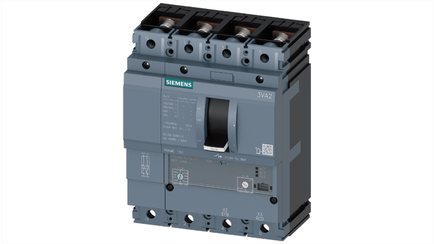 Interruttore magnetotermico scatolato 3VA2110-8HK42-0AA0, 4, 100A, potere di interruzione 150 kA, Fissa