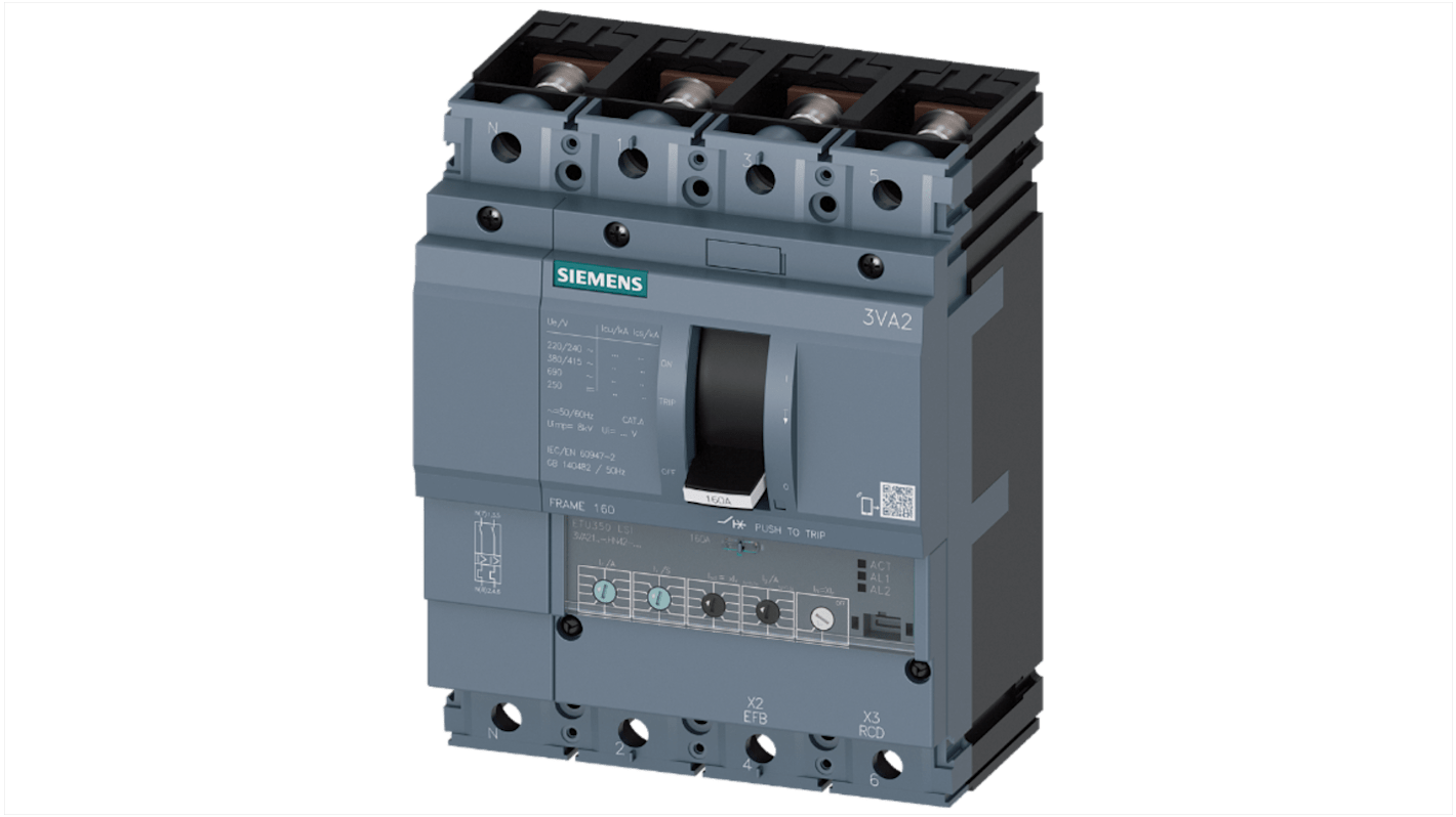 Interruttore magnetotermico scatolato 3VA2110-8HN42-0AA0, 4, 100A, potere di interruzione 150 kA, Fissa