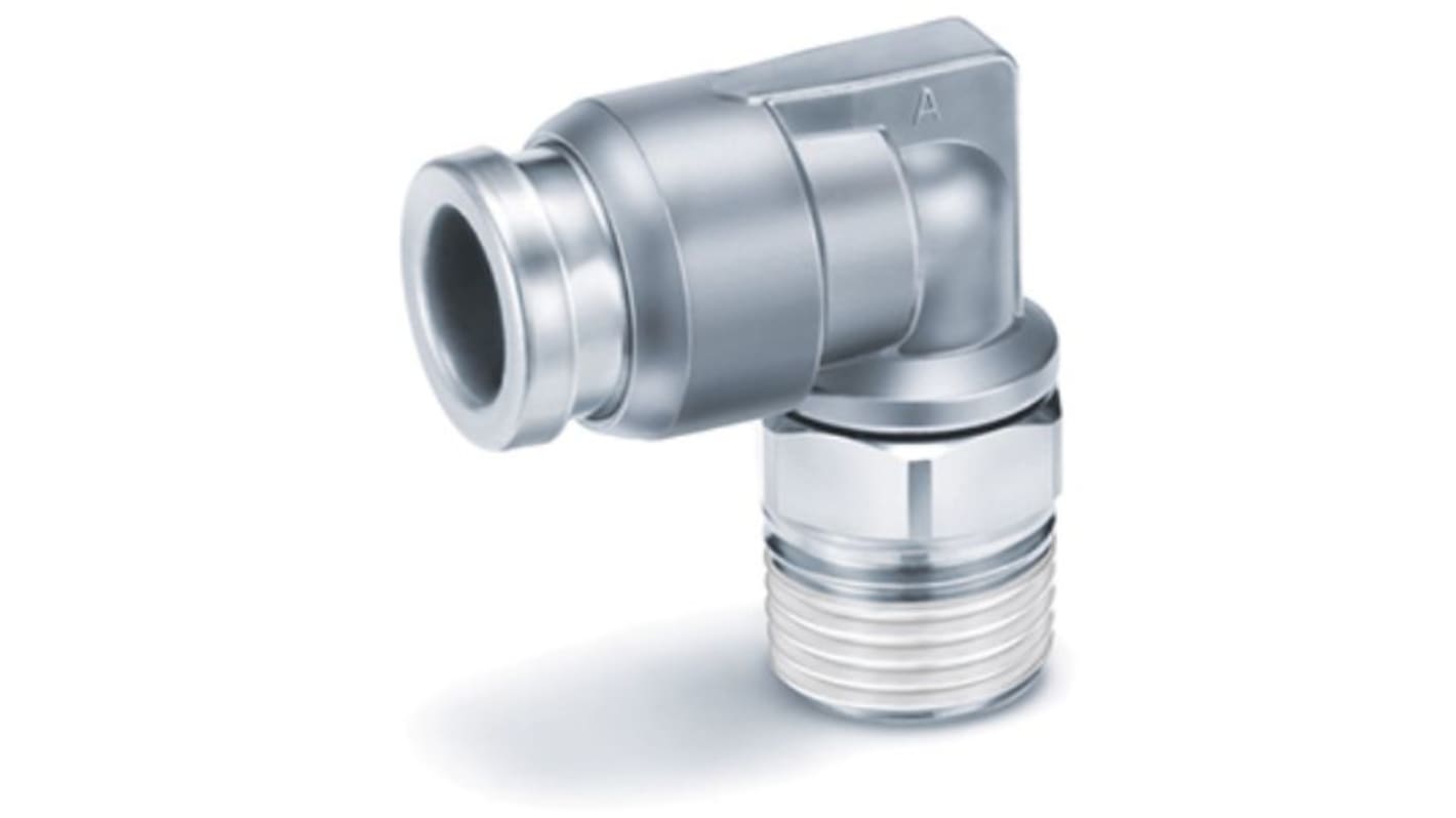 SMC KQB2 Series Male Stud Elbow, R 1/8 to 4 mm, Threaded-to-Tube Connection Style, KQB2L04-01S