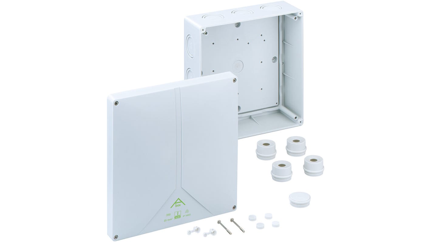 Spelsberg Abox 350 Series Grey Polystyrene Junction Box, IP54, IP65, 0 Terminals, 250 x 250 x 115mm