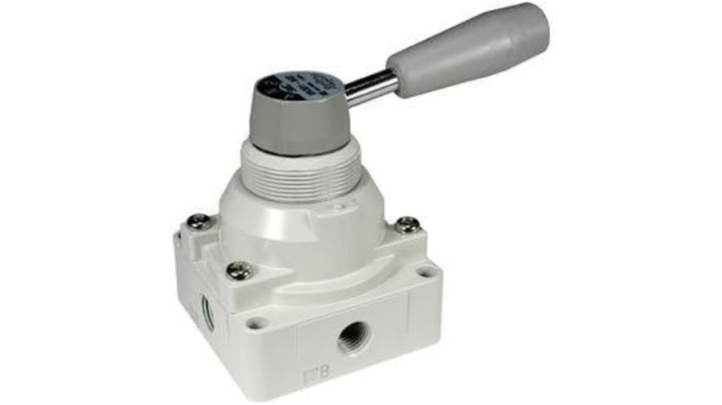 SMC Twist Selector (3 Position) 3 Position Exhaust Centre Hand Valve Pneumatic Control Valve VH Series, G 3/8, G 3/8in,