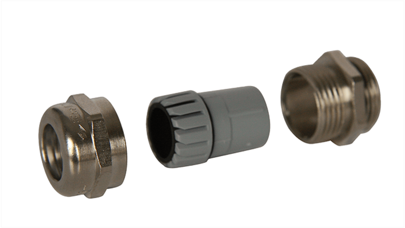 SIB SIB-TEC Series Silver Stainless Steel Cable Gland, M50 Thread, 22mm min., 35mm max., IP68