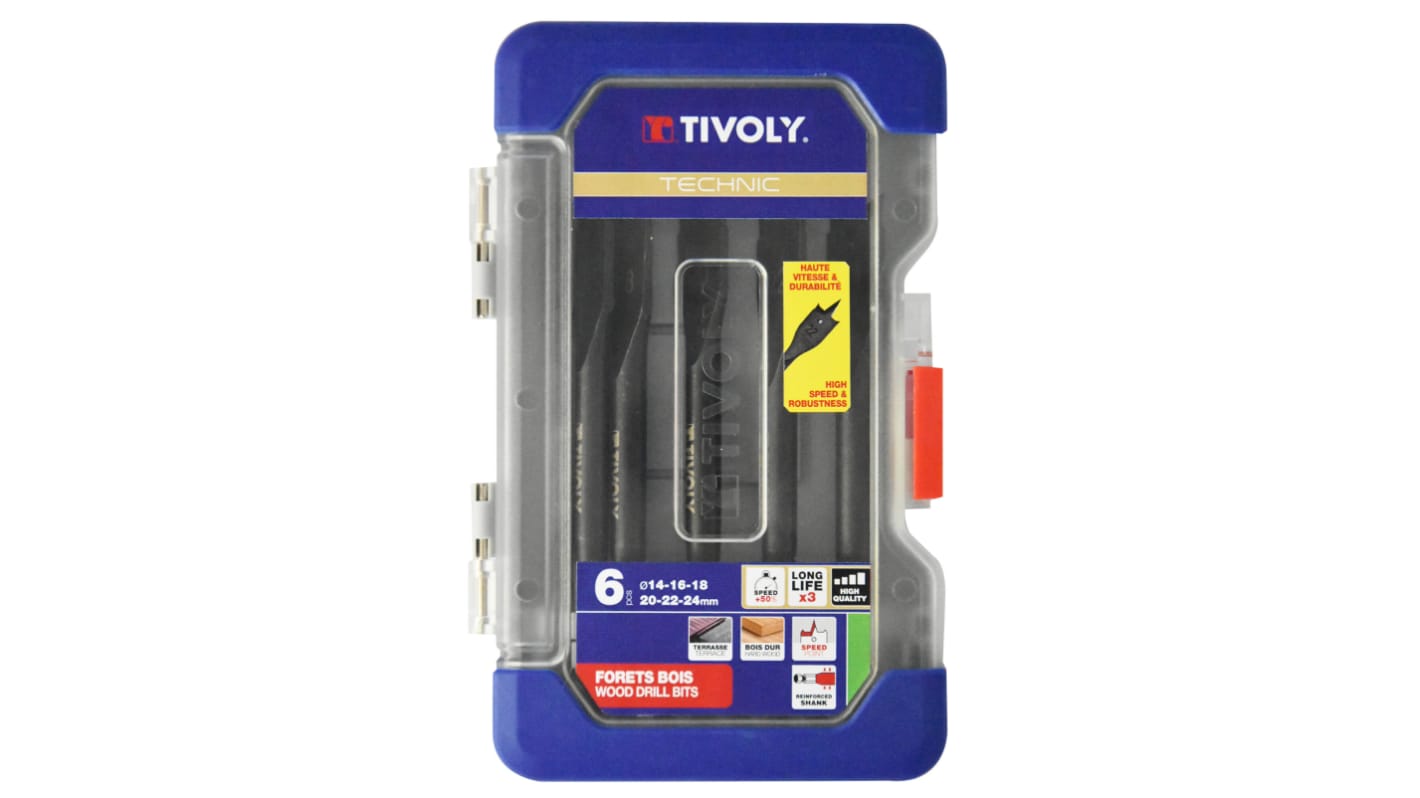 Tivoly HCS Holzbohrer Satz 14mm → 24mm, 6-teilig für Holz
