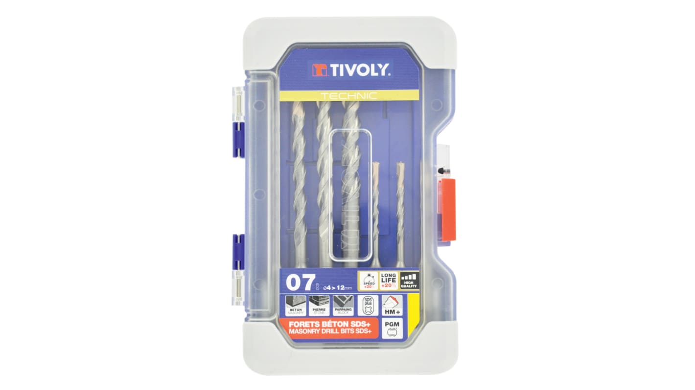 Tivoly 7-Piece Centre Drill Bit Set, 12mm Max, 4mm Min