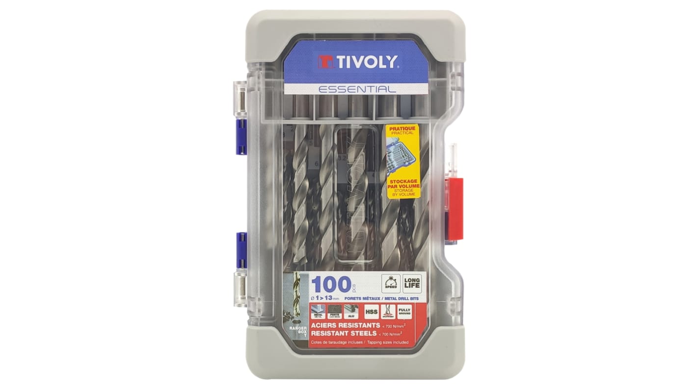 Tivoly 100-Piece for Steel, 13mm Max, 1mm Min, HSS Bits