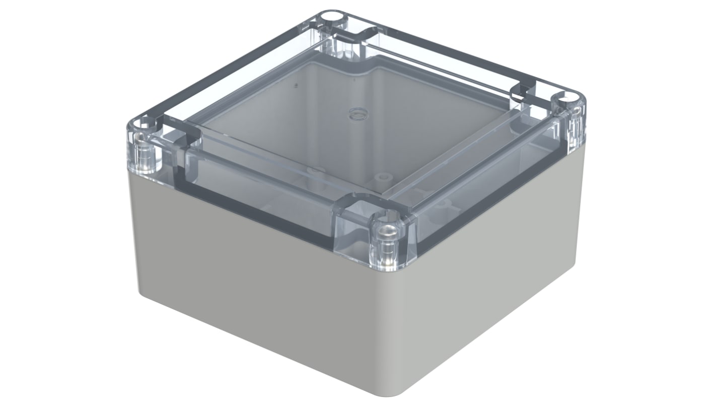 Bopla Euromas X Series Light Grey Polycarbonate Enclosure, IP66, IP68, IK07, Clear Lid, 105 x 105 x 60.1mm