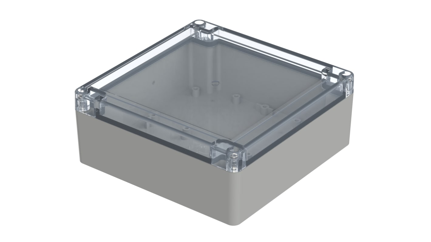 Bopla Euromas X Series Light Grey Polycarbonate Enclosure, IP66, IP68, IK07, Clear Lid, 149.9 x 149.9 x 60mm