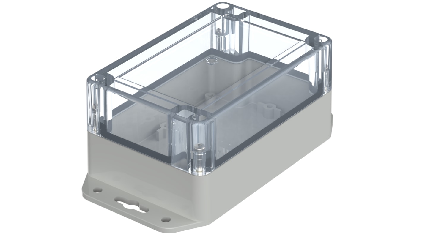 Bopla Euromas X Series Light Grey Polycarbonate Enclosure, IP66, IP68, IK07, Flanged, Clear Lid, 120 x 80 x 60.2mm