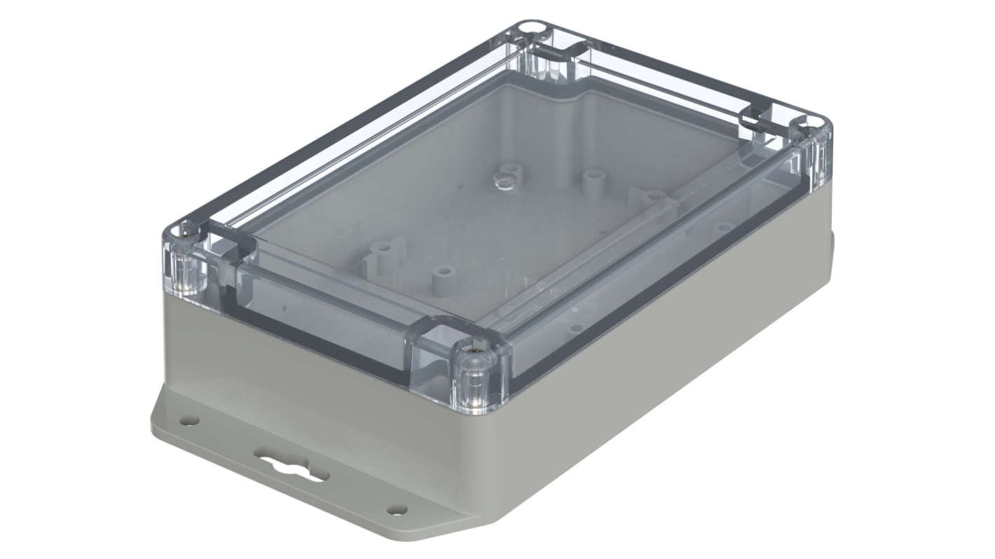 Bopla Euromas X Series Light Grey Polycarbonate Enclosure, IP66, IP68, IK07, Flanged, Clear Lid, 150 x 100 x 45mm