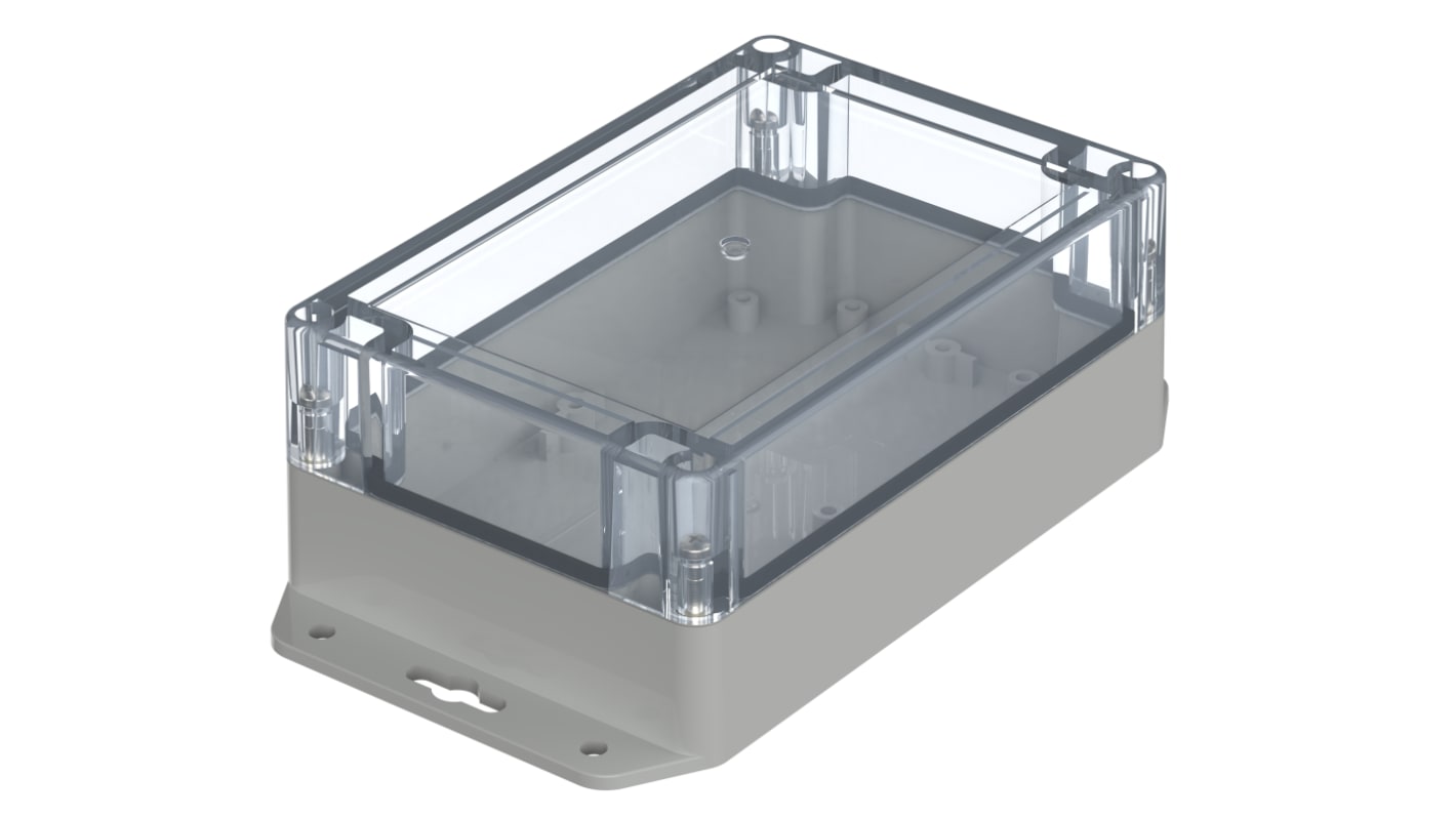 Bopla Euromas X Series Light Grey Polycarbonate Enclosure, IP66, IP68, IK07, Flanged, Clear Lid, 150 x 100 x 60mm