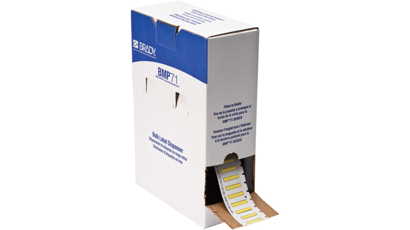 Brady B-342 Black on Yellow Heatshrink Labels, 25.40 mm Width, 4.62mm Label Length, 25.4mm Label Width