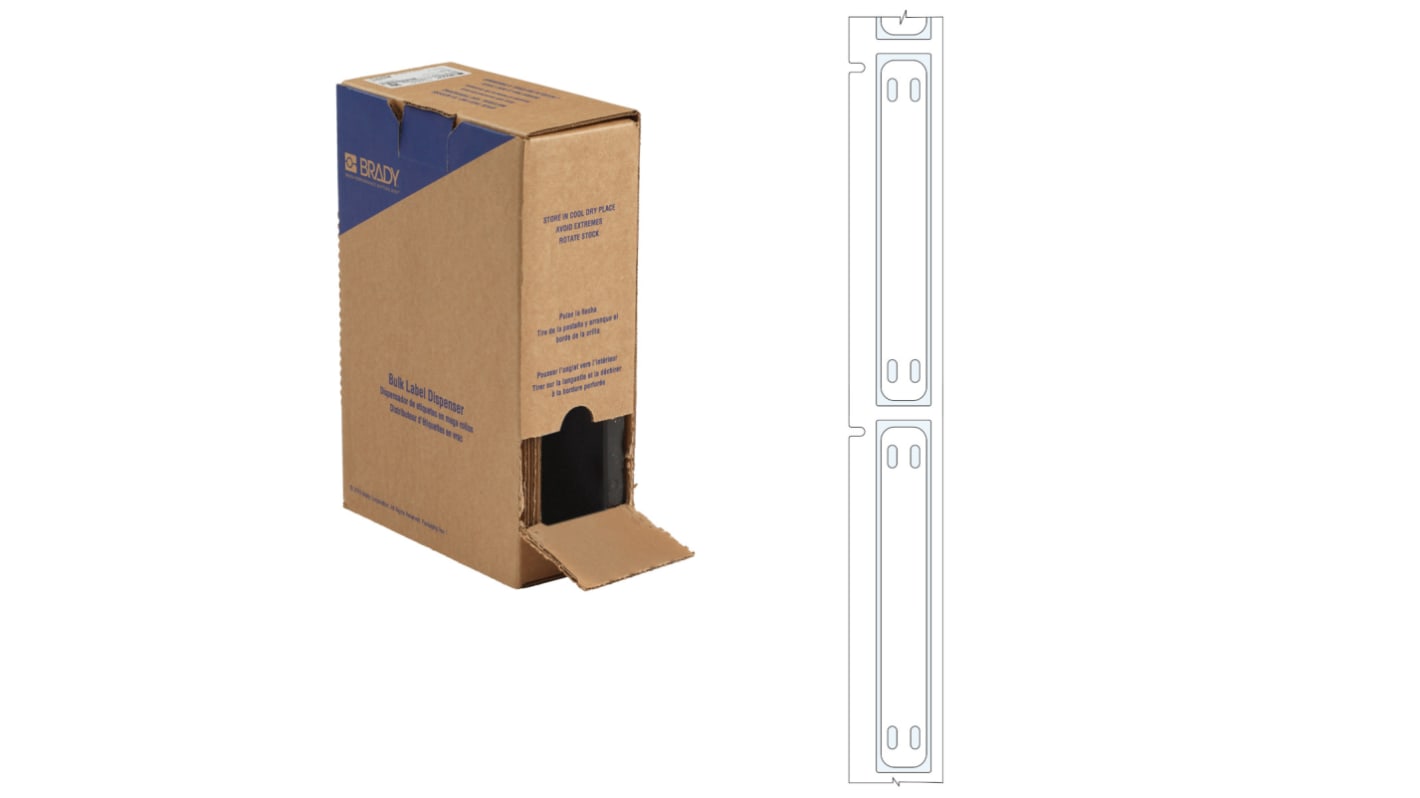 Brady B-7643 Black on White Cable Labels, 10.00 mm Width, 75.00mm Label Length, 10mm Label Width