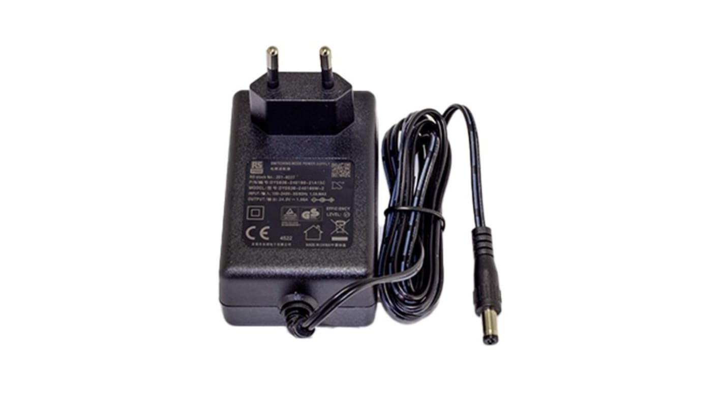 Adaptador AC/DC RS PRO 90 → 264V ac, 5V dc, 5A, 25W, Conector macho para Europa, Reino Unido