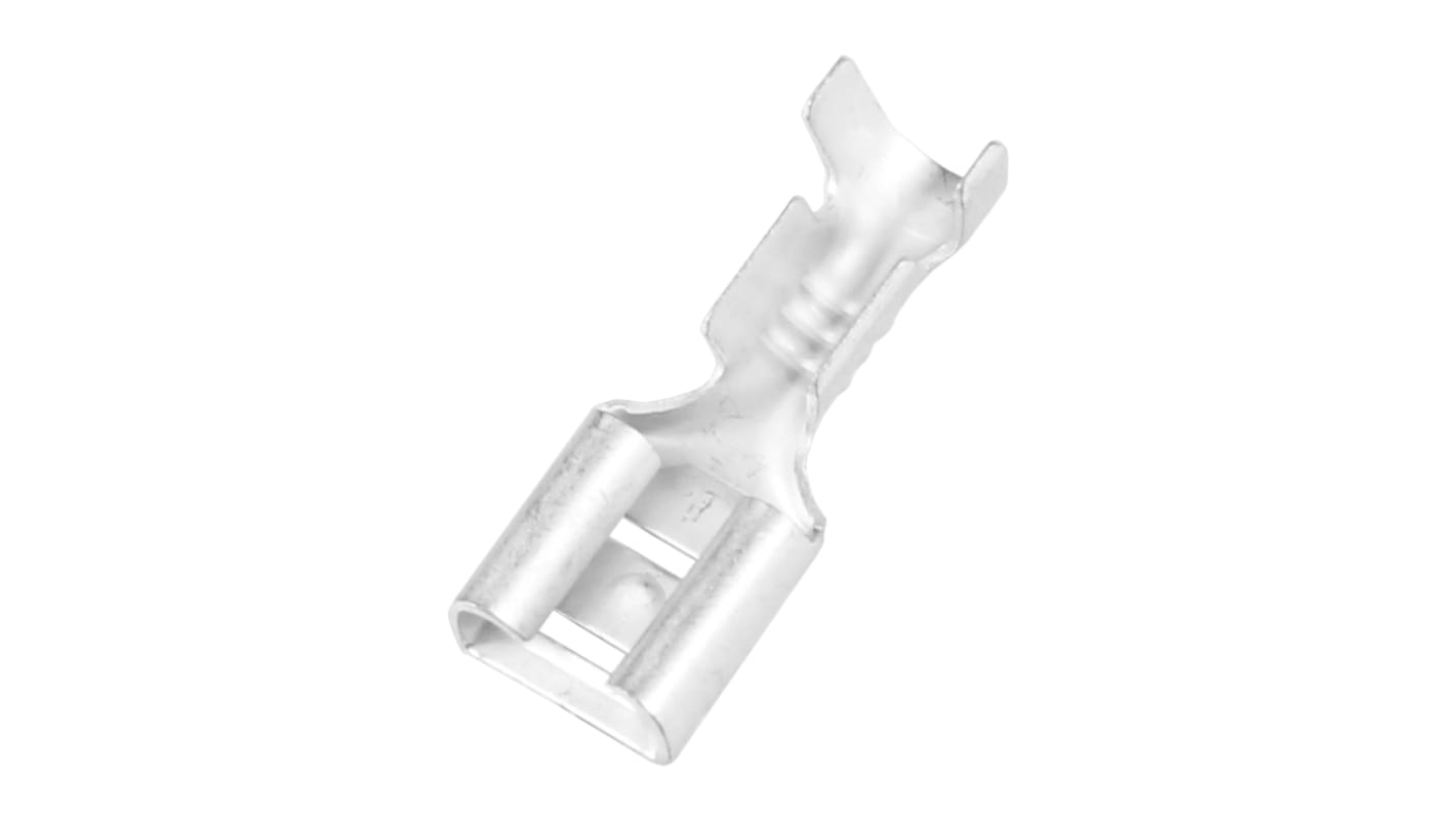 RS PRO Uninsulated Female Spade Connector, Open barrel, 6.35 x 0.8mm Tab Size, 1.5mm² to 2.5mm²