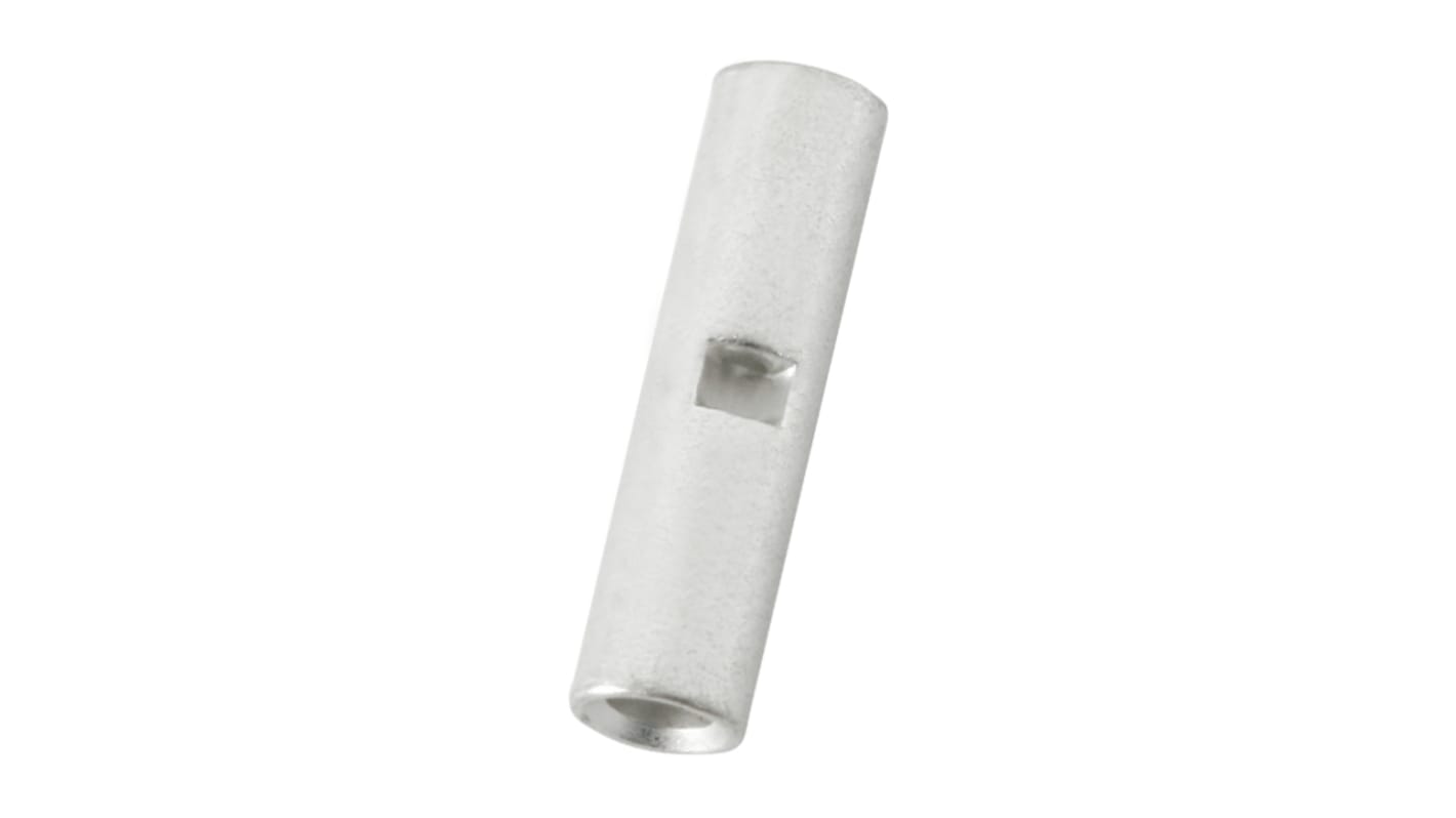 RS PRO Butt Splice Splice Connector, Silver, Uninsulated, Tin 14 → 16 AWG