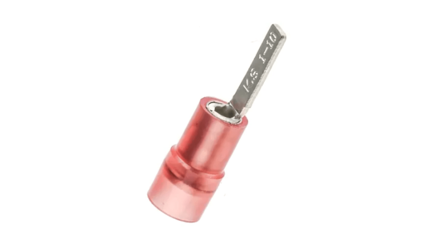 RS PRO 片型端子公插, 线规0.5mm²至1.5mm², 插片2.3mm宽x10mm长x0.75mm厚, 红色, 尼龙绝缘