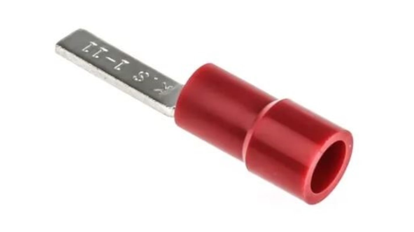 RS PRO Insulated Crimp Blade Terminal 11mm Blade Length, 0.5mm² to 1.5mm², 22AWG to 16AWG, Red