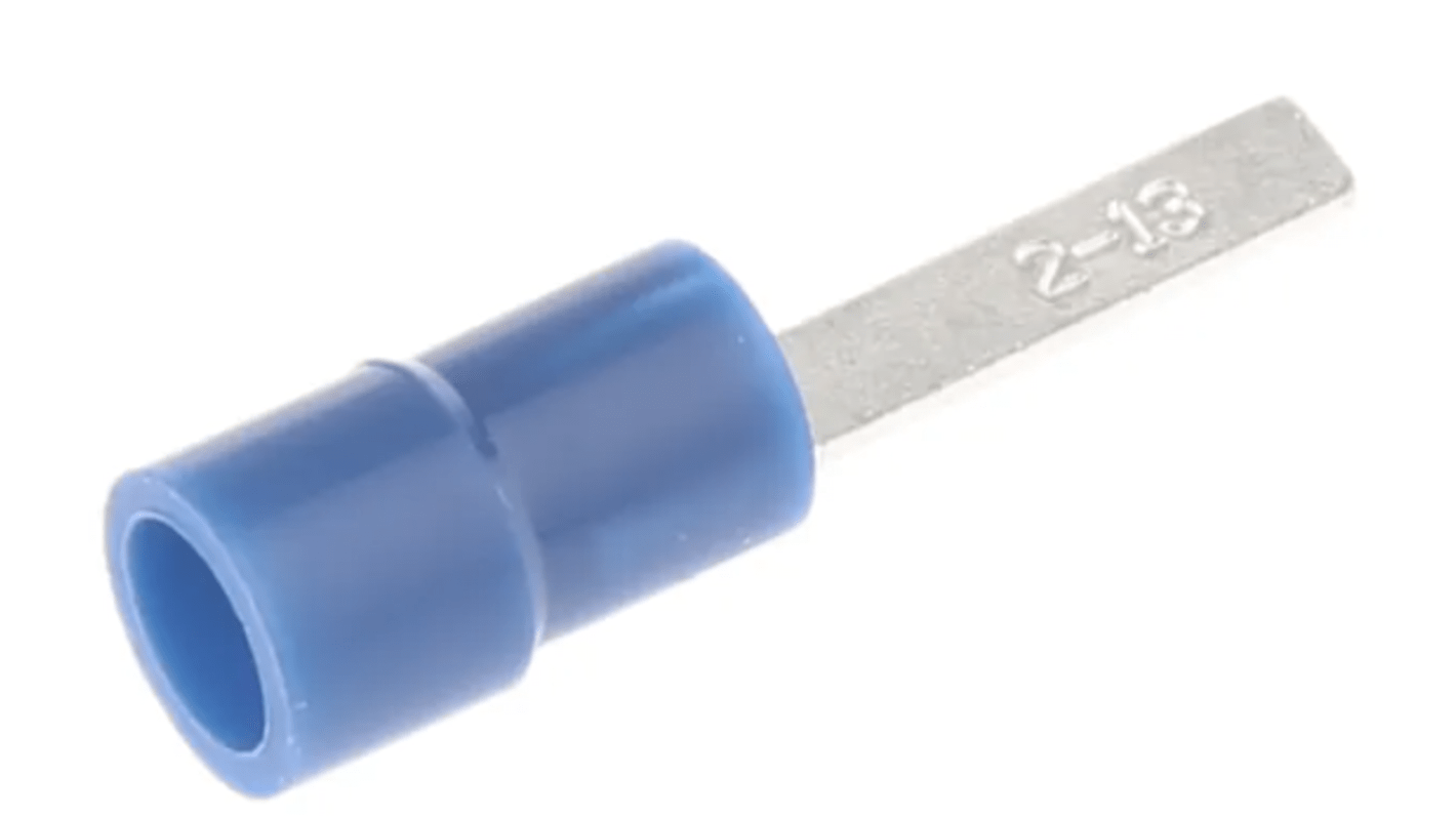 RS PRO Insulated Crimp Blade Terminal 13mm Blade Length, 1.5mm² to 2.5mm², 16AWG to 14AWG, Blue