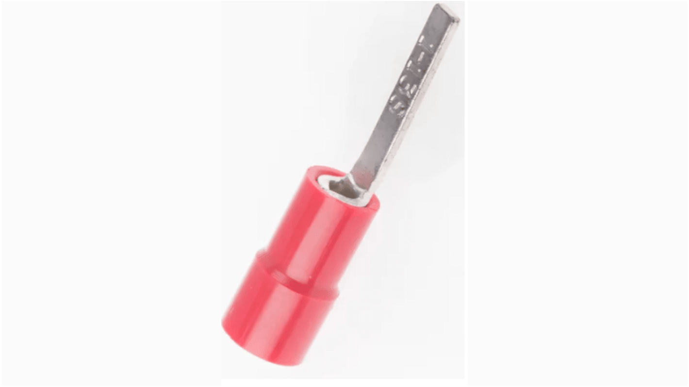 RS PRO Insulated Crimp Blade Terminal 13mm Blade Length, 0.5mm² to 1.5mm², 22AWG to 16AWG, Red