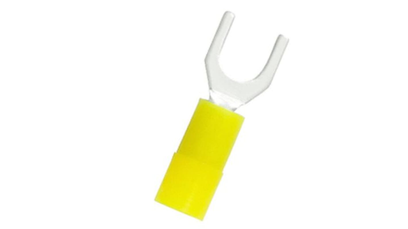 RS PRO 绝缘U型端子, M3螺栓, 线规0.2mm²至0.5mm², 黄色, 5mm宽, 0.5mm厚, 镀锡触点