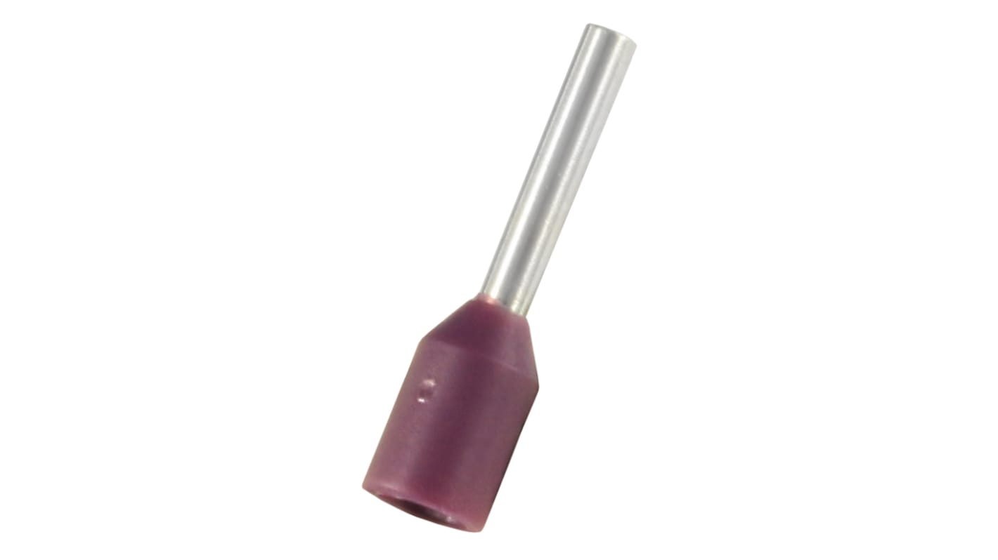 RS PRO Insulated Bootlace Ferrule, 6mm Pin Length, 0.8mm Pin Diameter, 0.25mm² Wire Size, Violet