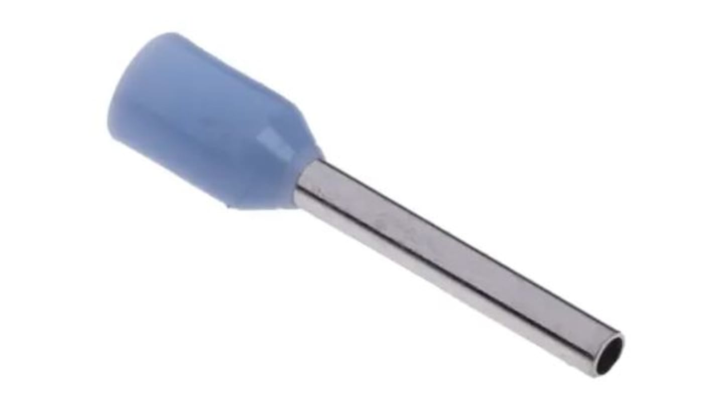 Terminal de puntera hueca RS PRO, Aislado, Pin de 8mm, Azul claro 24AWG 24mm² 24AWG 0.25mm²