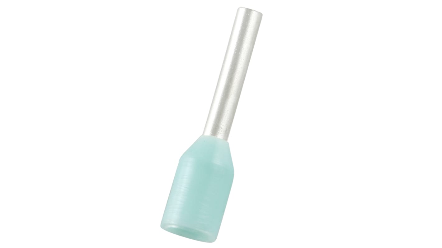 RS PRO Insulated Bootlace Ferrule, 6mm Pin Length, 0.8mm Pin Diameter, 0.34mm² Wire Size, Turquoise
